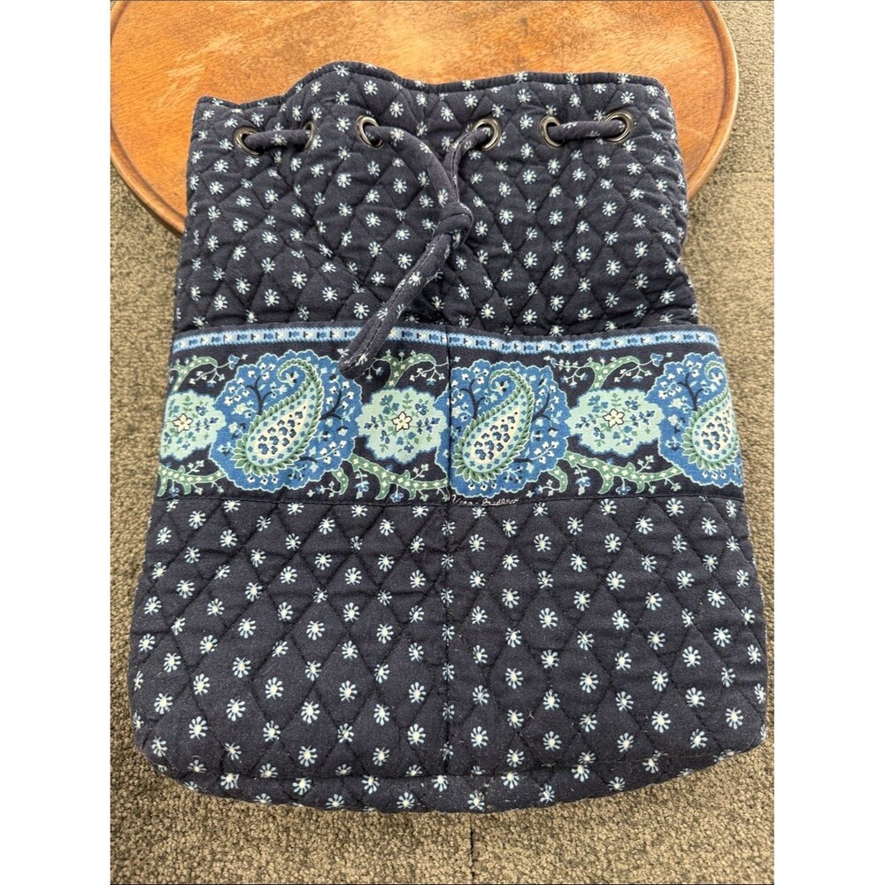 Vera Bradley Bag Navy Blue Paisley Drawstring Backpack